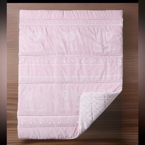 LEVITEX Baby Blanket Girls Infant Pink Embroidered Ely Elephant Crib Bedding EUC